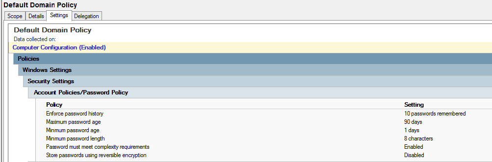 windows domain policy misconfigured - network vulnerability