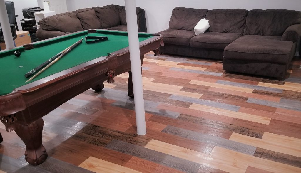 peel and stick floor planks installed