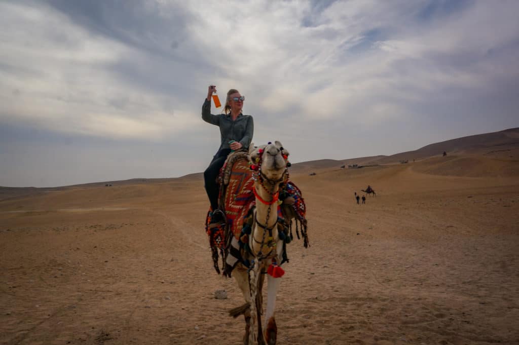 Seeing Pyramids of Giza on camels