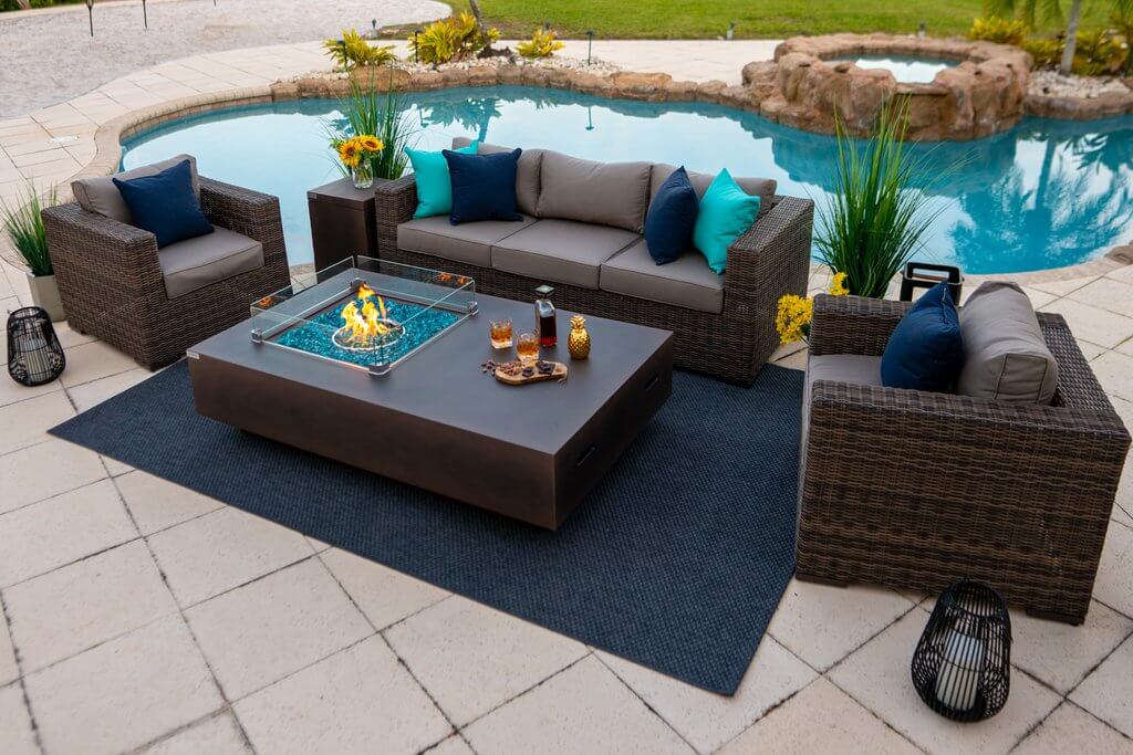AKOYA Patio Set with Fire Pit Table