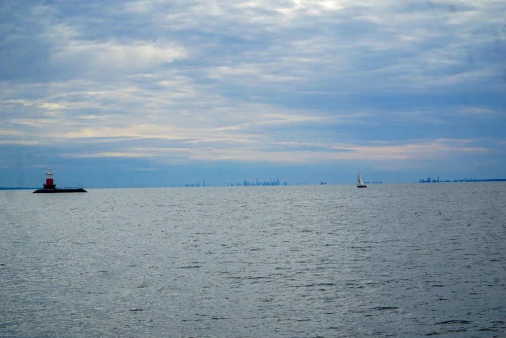 Views of the NYC skyline from the Maritime Aquarium research vessel in Norwalk, Ct