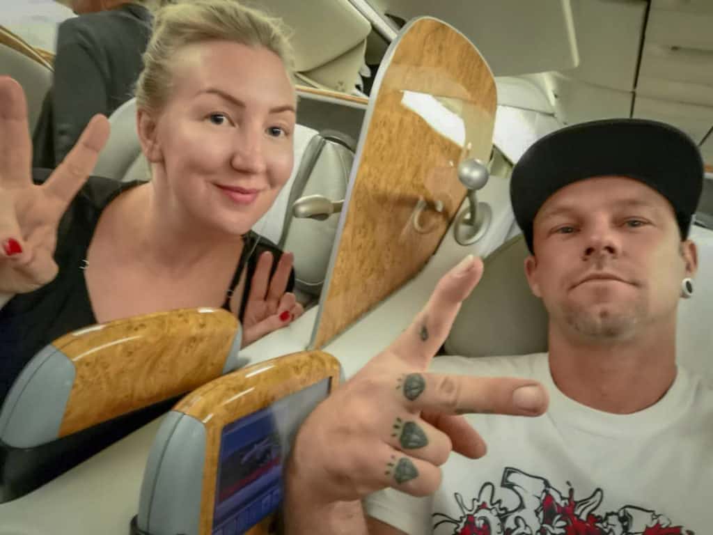 Enjoying our business class upgrade