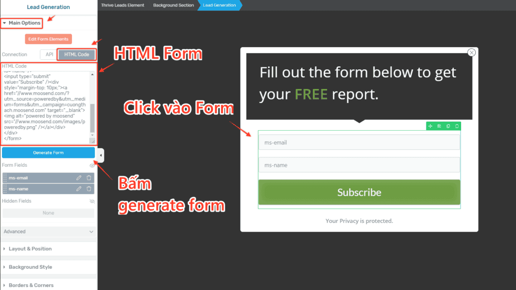 Nhung Html Form Tu Email Marketing Into Thrive Leads