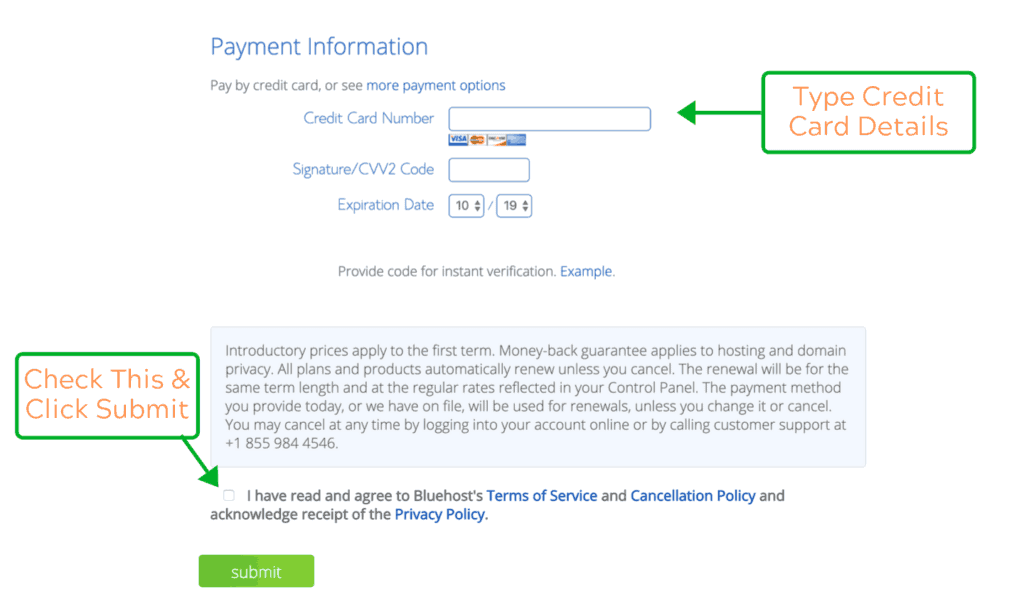 payment details