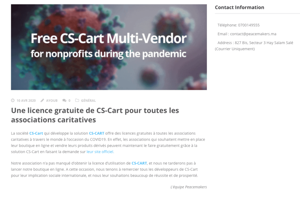 A Non Profit Ticket Website In Morocco Will Work On Cs Cart E