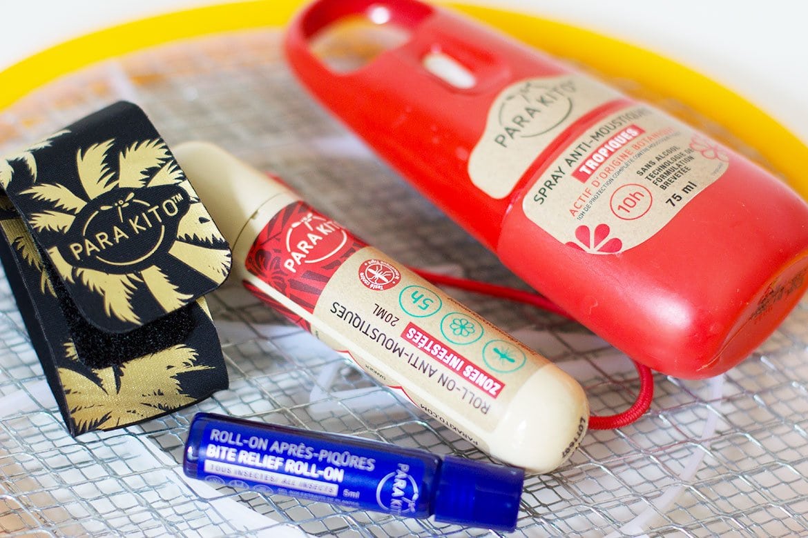 Parakito mosquito repellent products placed on mosquito repellent racket