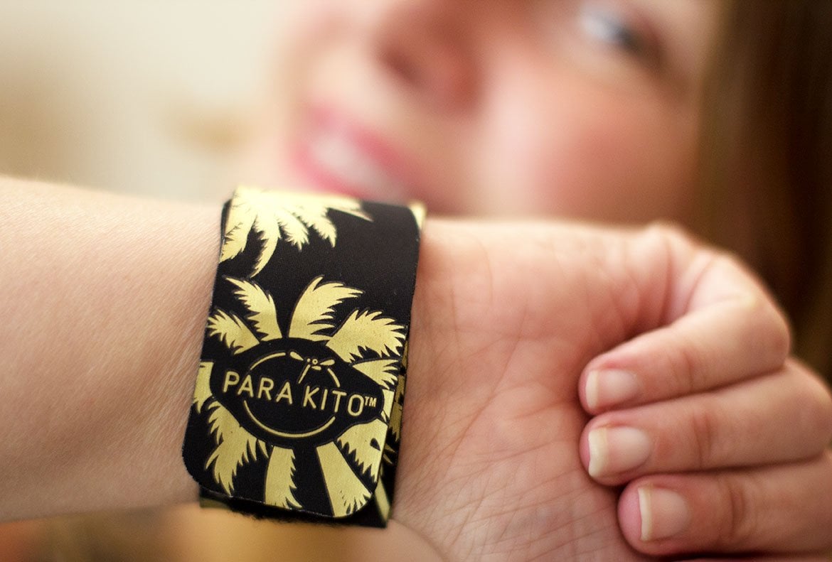 Parakito mosquito repellent bracelet on a woman's wrist