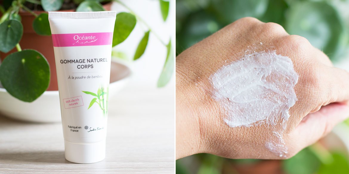 Océante Body Scrub bottle and texture