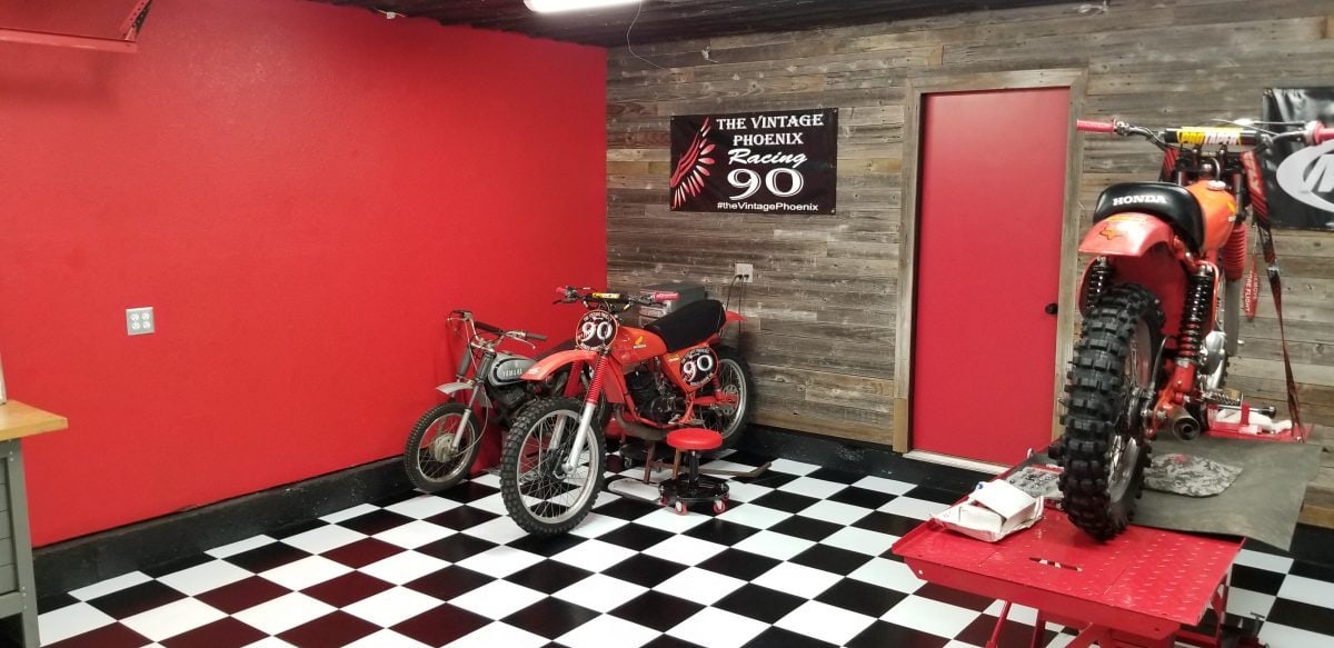black and white garage floor tile