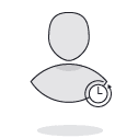 icon of person with clock icon in the bottom right hand corner | multifamily marketing team icon of person with clock icon in the bottom right hand corner | multifamily marketing team