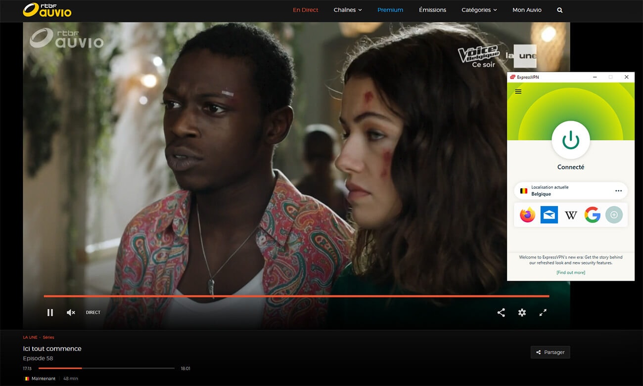 Visionnage RTBF direct ExpressVPN