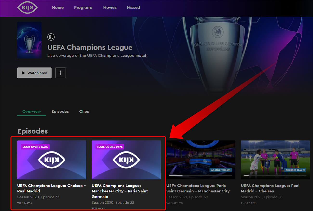 Programme TV Chaine Gratuite KIJK Ligue des Champions 4 5 Mai
