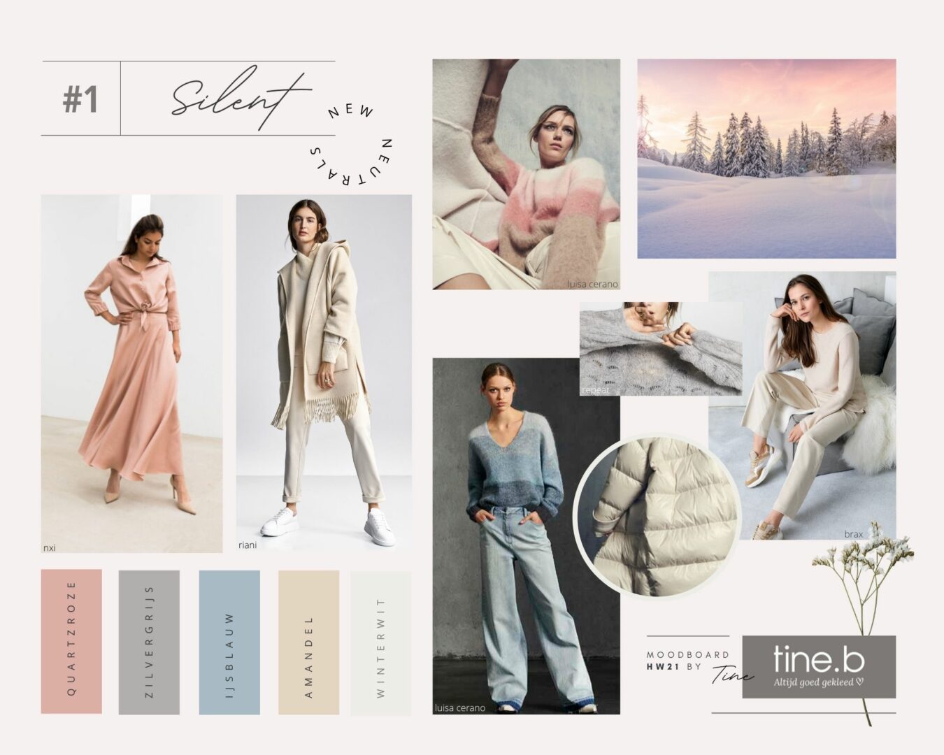 Moodboard Silent Herfst Winter 2021 Mode Trends Tineb Damesmode Oudenaarde moodboard herfstwinter21 tineb