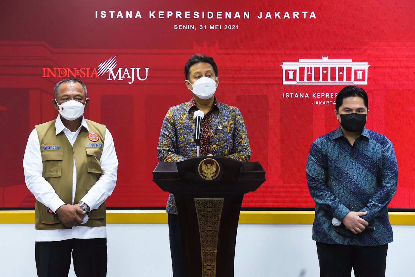 Menkes, Menteri BUMN, dan Kepala BNPB