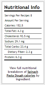 spinach pasta nutritional data