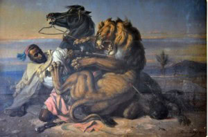 Foto. 1. Antara Hidup dan Mati (Between Life and Death), Raden Saleh (1870) (Sumber: Bagian Pengelolaan Seni Budaya dan Tata Graha, Sekretariat Presiden)