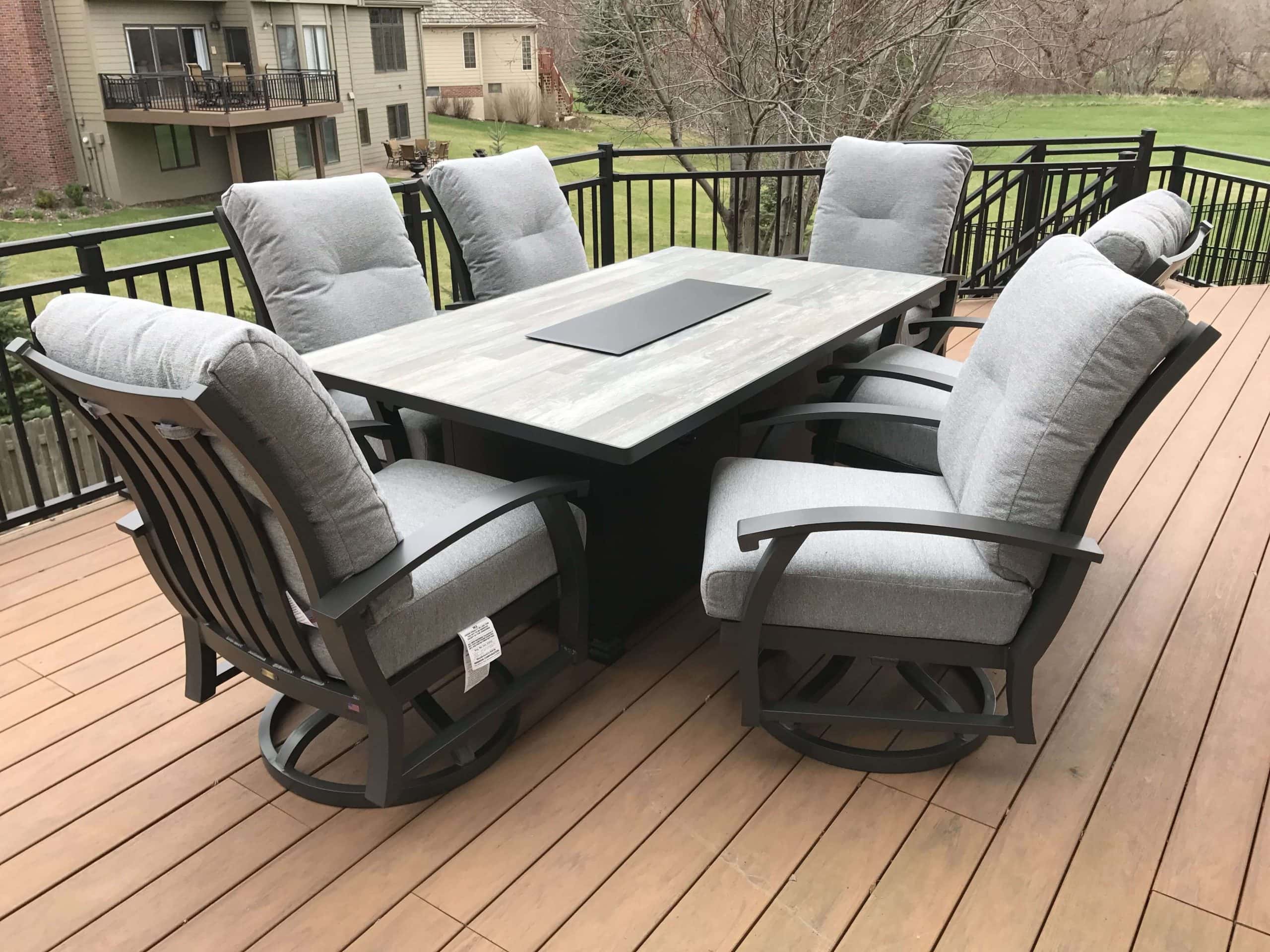 O. W. Lee Gray Patio Set with Fire Pit