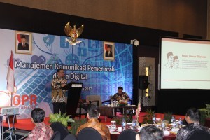 Cabinet Secretary speaks before a Forum Group Discussion adopting theme Challenges and Approaches of Public Communication in the Digital Age on Tuesday (22/8), in Bandung