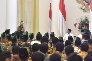 President Jokowi attends the opening of HMI Leadership Education and Training, at the Bogor Presidential Palace, West Java, Friday (5/10). (Photo by: Jay/Public Relations Divison)