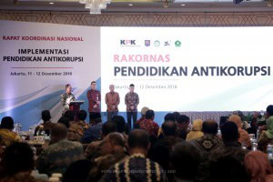 A number of minister and leaders of KPK speak at National Coordination Meeting on Anti-Corruption Education, in Jakarta, Tuesday (11/12)
