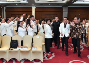 President Jokowi attends the 11th National Congress of the KMHDI, Sleman Regency, Yogyakarta, Wednesday (29/8). (Photo by: Public Relations Division of Ministry of Communications and Information Technology)
