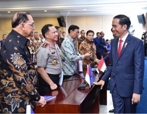 President Jokowi attends the opening ceremony of the training of State Defense Academy of the NasDem Party, Sunday in Jakarta, Sunday (16/7).