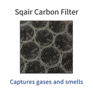 Sqair carbon filter captures gases and smells