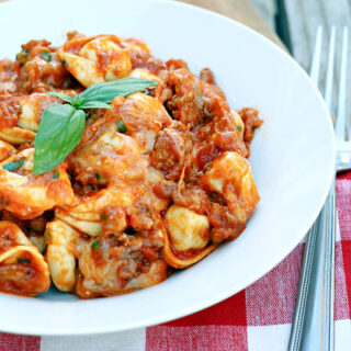 Slow Cooker Cheesy Sausage Tortellini