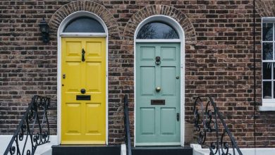 yellow and green colored composite doors