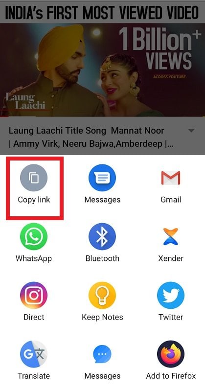 Copy Link for Download Youtube videos