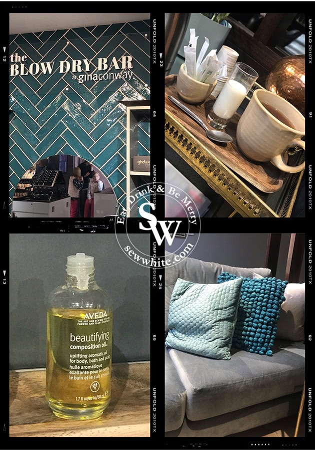 Visiting the new Gina Conway Blow Dry Bar at Elys Wimbledon at Elys Urban Beauty. Beautiful interiors and comforting welcoming atmosphere.