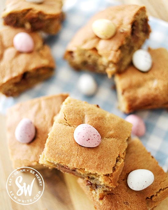 Mini Egg Cookie Traybake studded with mini eggs. 25 Recipes Using Mini Eggs