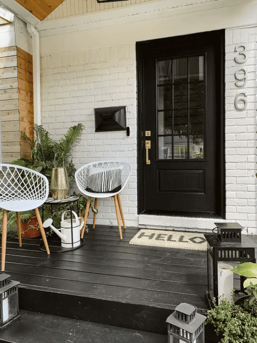 MONOCHROME COLOR SMALL FRONT PORCH DESIGN IDEAS