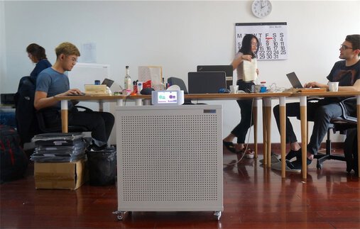 Blast Mini HEPA filter air purifier in office for protection against COVID coronavirus