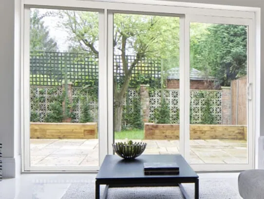 SLIDING PATIO THERMAL DOORS WITH BUILT IN WITH BLINDS
