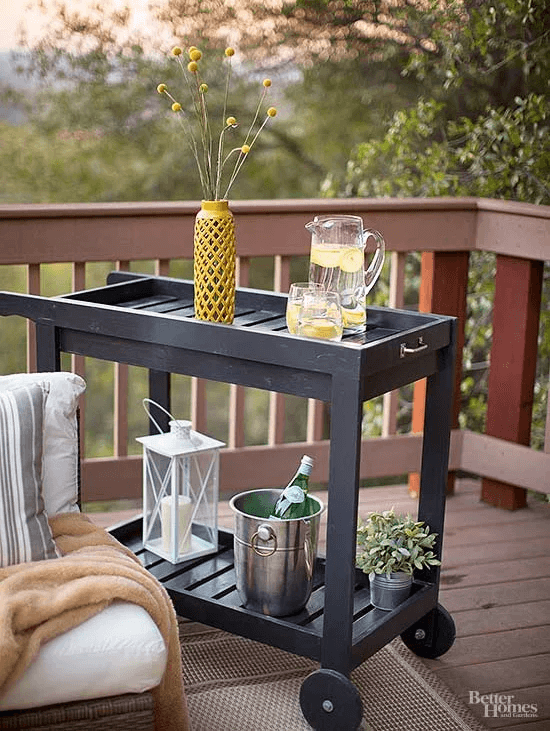 RETHINK A BAR BEVERAGE ROLLING CART FOR PORCH STORAGE
