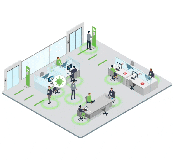 RightCrowd Contact Tracing badges in the workplace