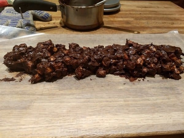 rolling up the chocolate mixture