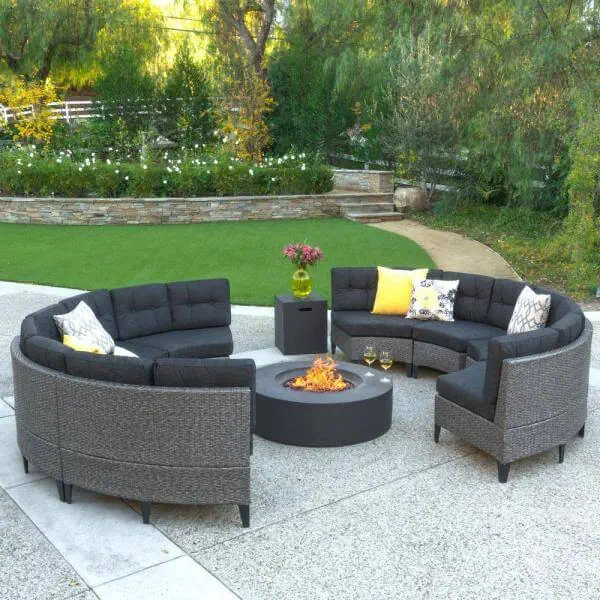Noble House Circular Patio Set with Fire Pit