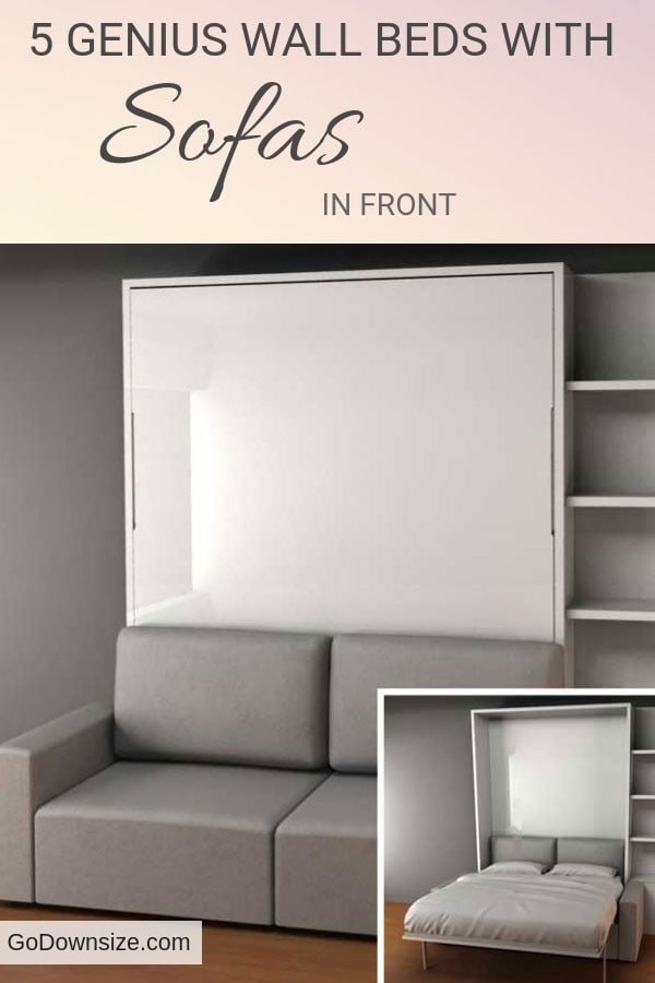 Murphy Wall Bed Couch Combo With A Sofa In Front Godownsize Com