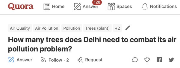 Plant how many trees in Delhi to fix and clean air pollution problem