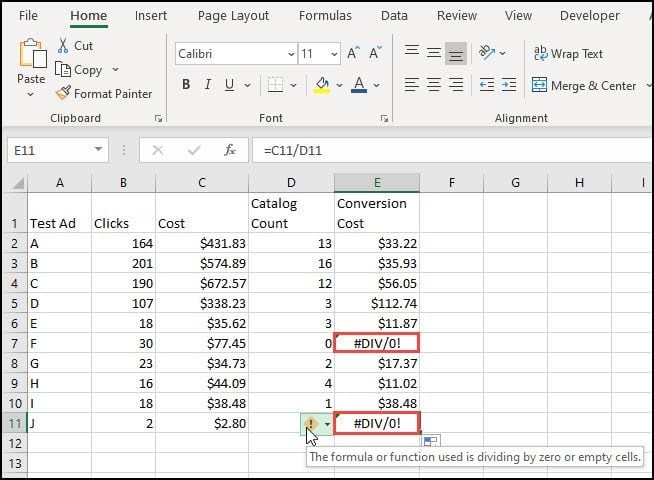 Fix Prevent Excel Div 0 Errors Productivity Portfolio