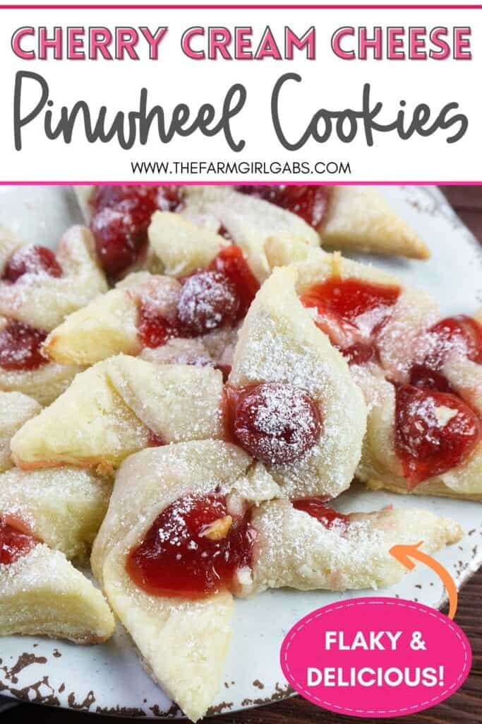 These flaky Cherry Cream Cheese Pinwheel Cookies are a twist on the traditional Hungarian Kolaches Christmas Cookie recipe.