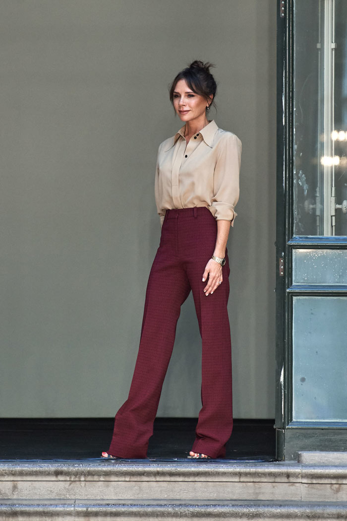 Victoria Beckham blouse and pants | 40plusstyle.com