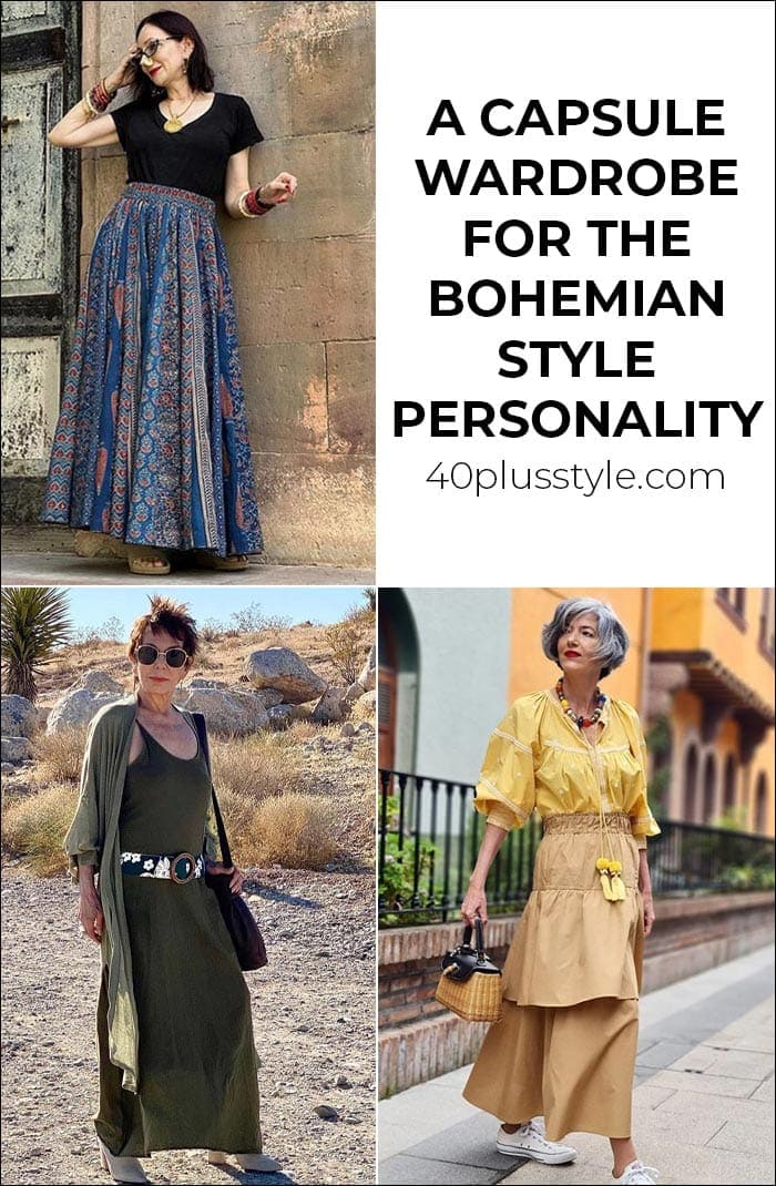 A style guide and capsule wardrobe for the BOHEMIAN style personality | 40plusstyle.com