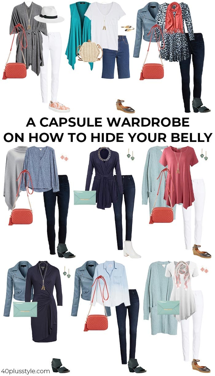 A capsule wardrobe on how to hide your belly | 40plusstyle.com