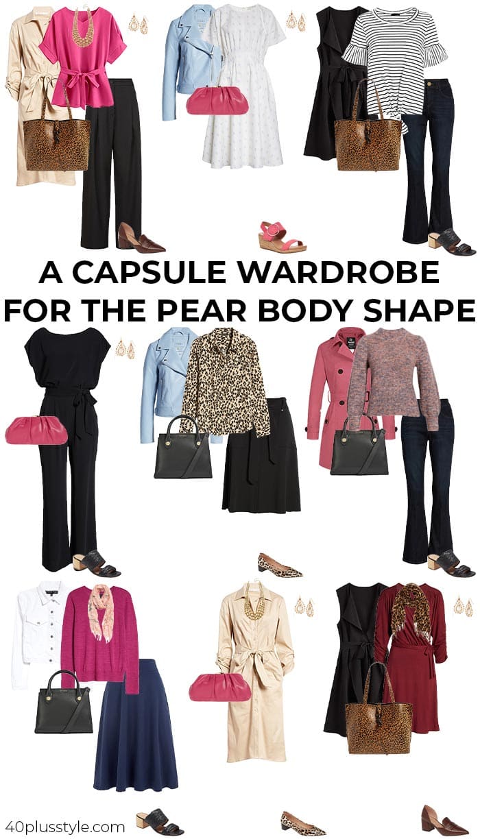 A capsule wardrobe on how to dress a pear body shape | 40plusstyle.com