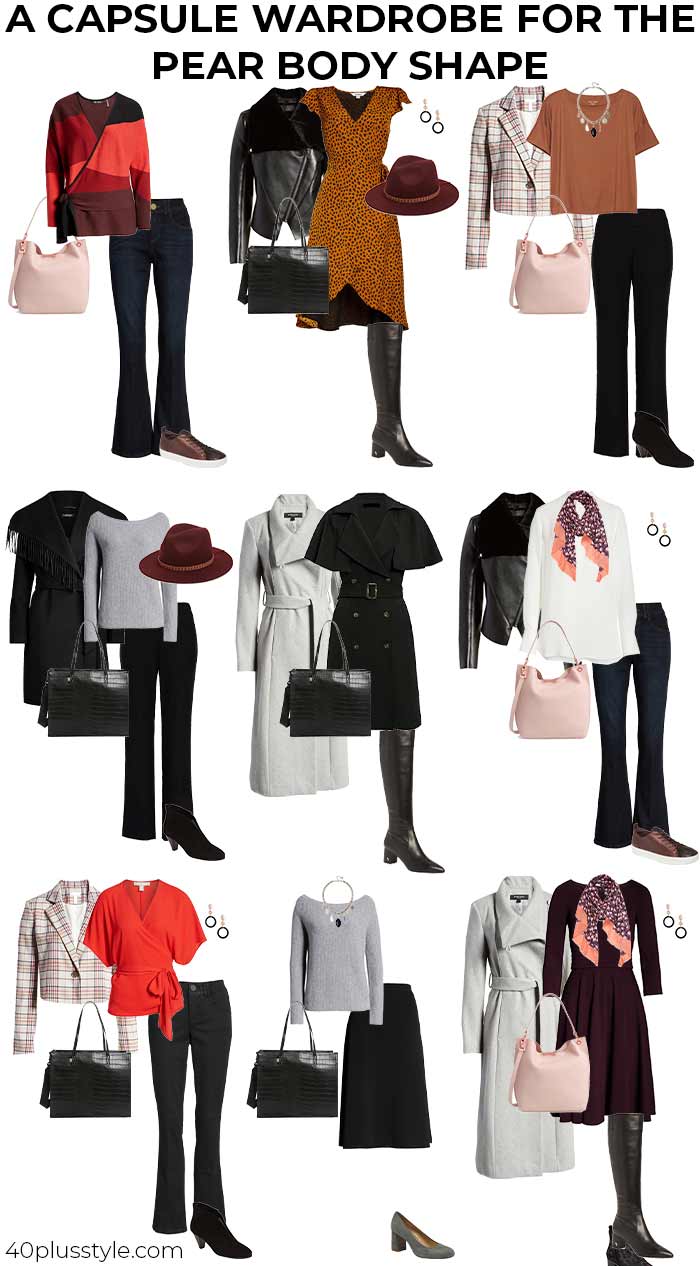 A capsule wardrobe on how to dress a pear body shape | 40plusstyle.com