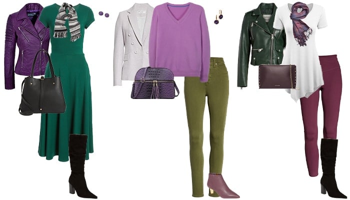 purple and green outfit inspiration | 40plusstyle.com