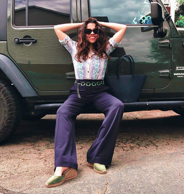 a boho outfit with a chain belt | 40plusstyle.com